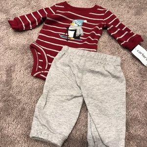 NWT striped penguin 2-piece set